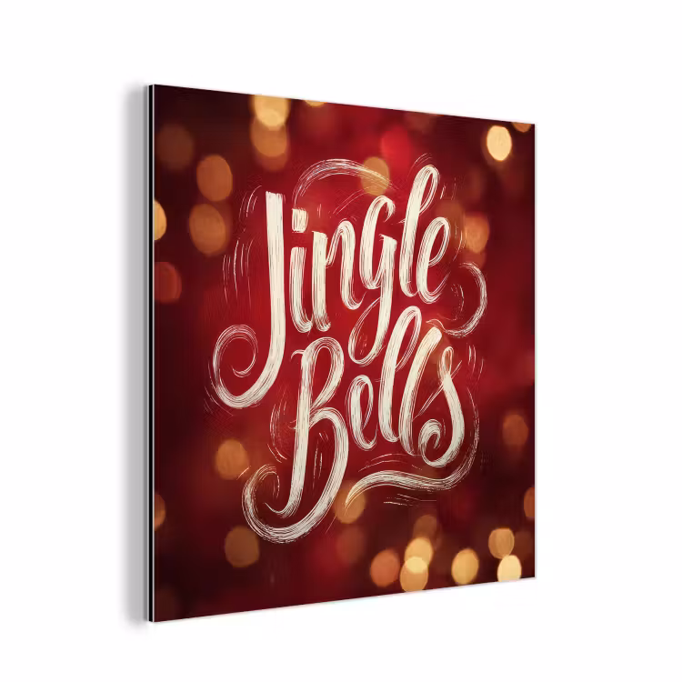 Aluminium schilderij - Jingle - Bells - Kerst - Rood — 1