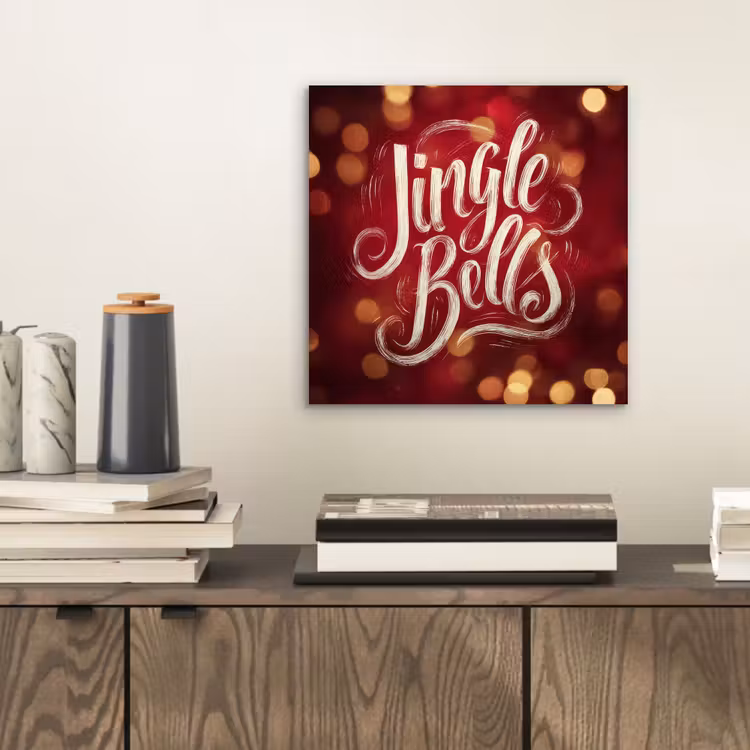 Aluminium schilderij - Jingle - Bells - Kerst - Rood — 2