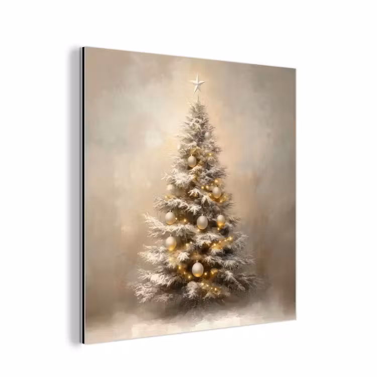 Aluminium schilderij - Kerst - kerstboom - Sneeuw - Art — 1