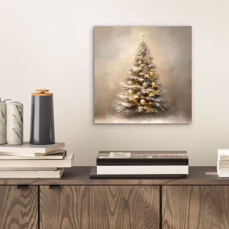 Aluminium schilderij - Kerst - kerstboom - Sneeuw - Art — 2