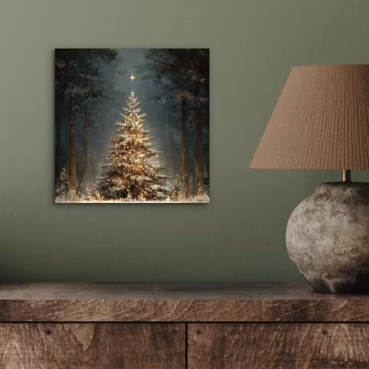 Aluminium schilderij - Kerstboom - Bos - Sneeuw - meerkleurig — 3
