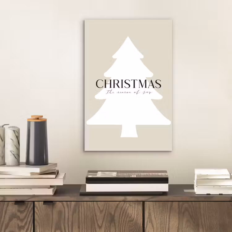 Aluminium schilderij - Kerstboom - Japandi - Christmas - Beige — 2