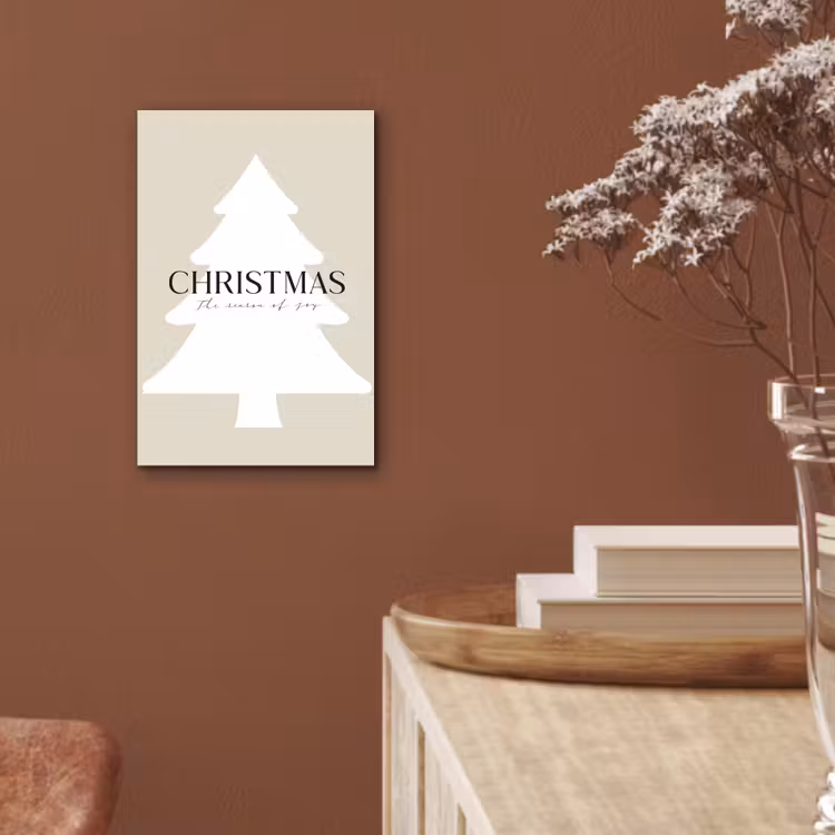 Aluminium schilderij - Kerstboom - Japandi - Christmas - Beige — 5