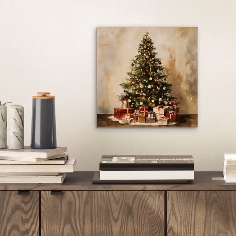 Aluminium schilderij - Kerstboom - Versierd - Kleurrijk — 2