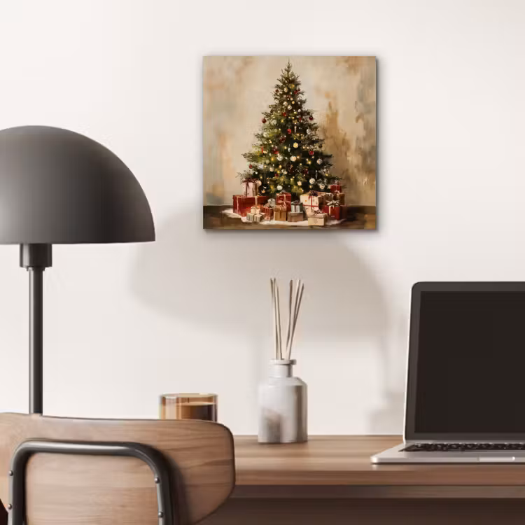 Aluminium schilderij - Kerstboom - Versierd - Kleurrijk — 6
