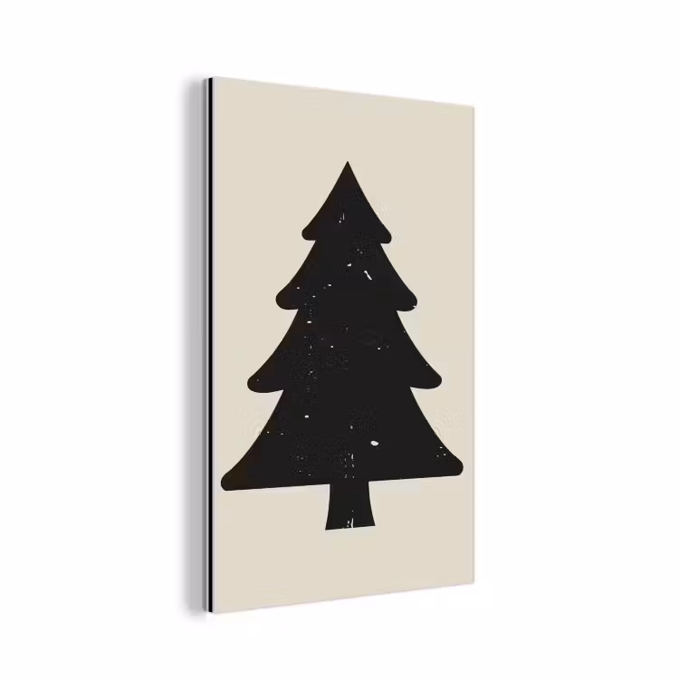 Aluminium schilderij - Kerstboom - Zwarte kerstboom - Boom - Japandi — 1