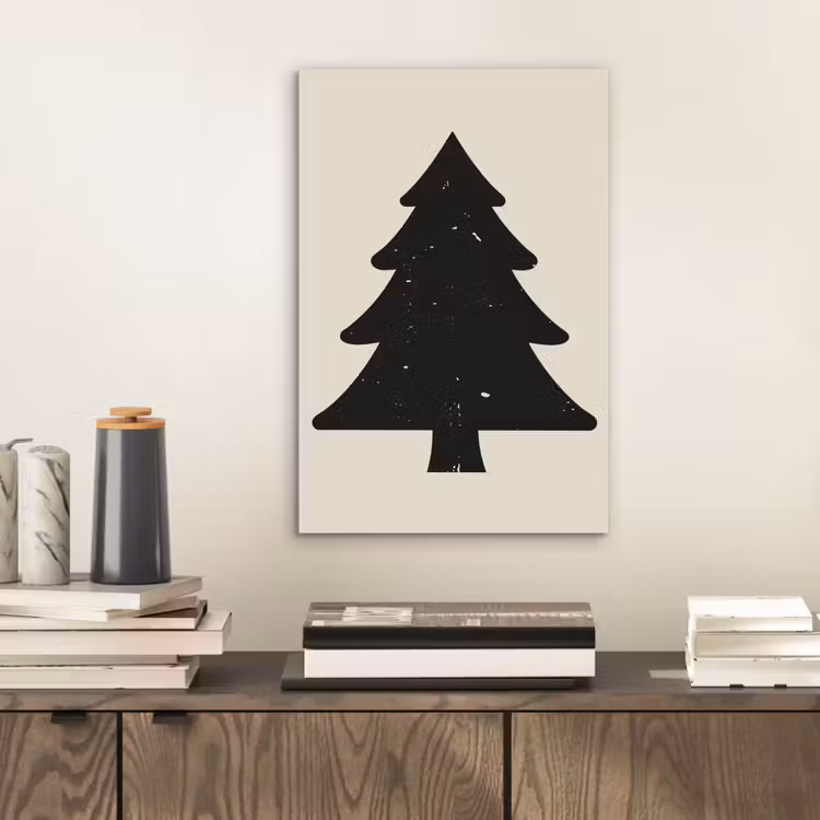 Aluminium schilderij - Kerstboom - Zwarte kerstboom - Boom - Japandi — 2