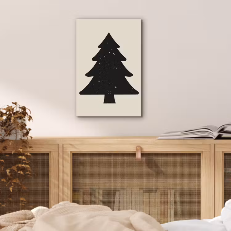 Aluminium schilderij - Kerstboom - Zwarte kerstboom - Boom - Japandi — 4