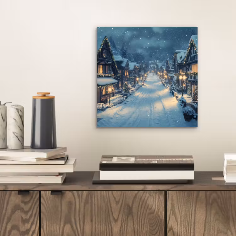 Aluminium schilderij - Kerstdorp - Kerst - Sneeuw - Winter — 2