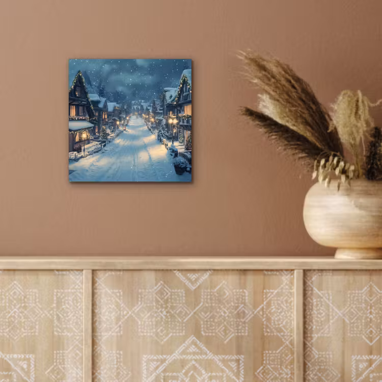 Aluminium schilderij - Kerstdorp - Kerst - Sneeuw - Winter — 5