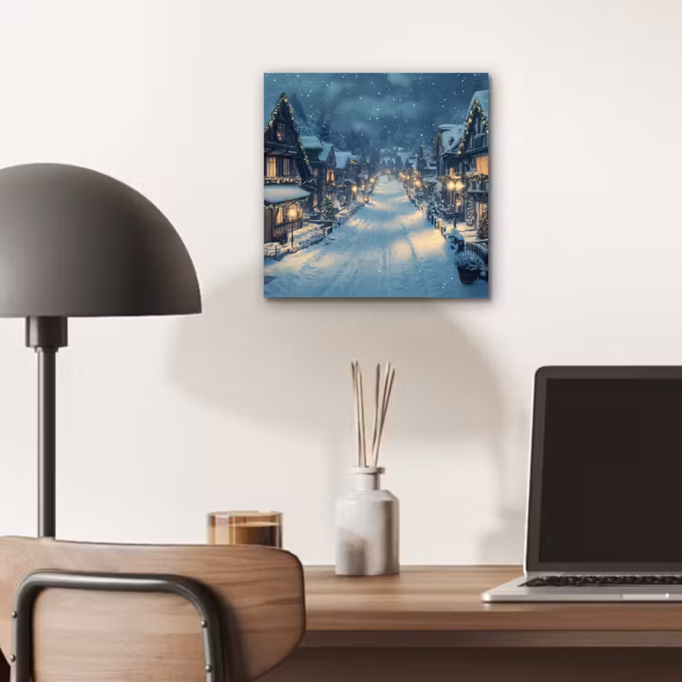Aluminium schilderij - Kerstdorp - Kerst - Sneeuw - Winter — 6