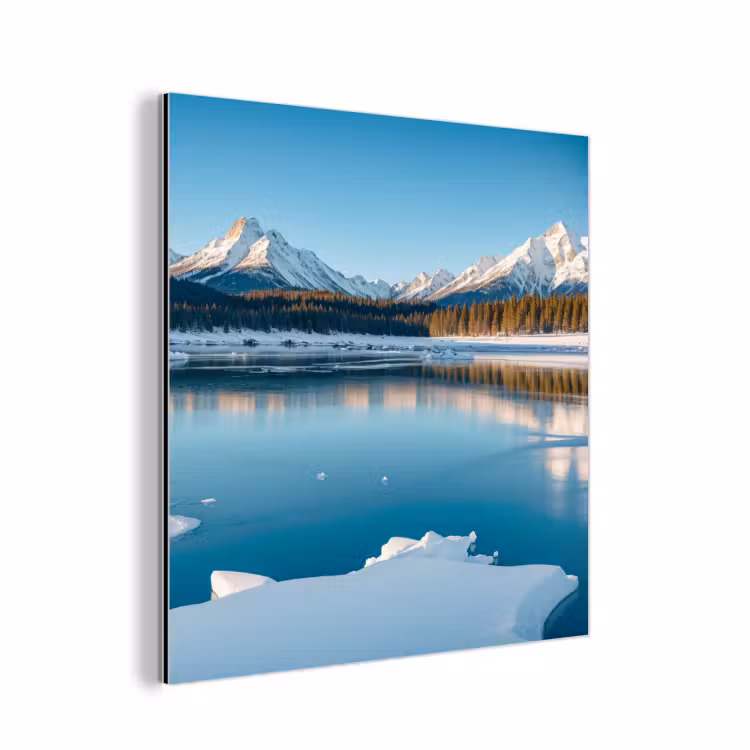 Aluminium schilderij - Landschap - Winter - Meer - Bergen - Uitzicht - IJs — 1