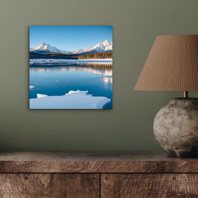 Aluminium schilderij - Landschap - Winter - Meer - Bergen - Uitzicht - IJs — 3