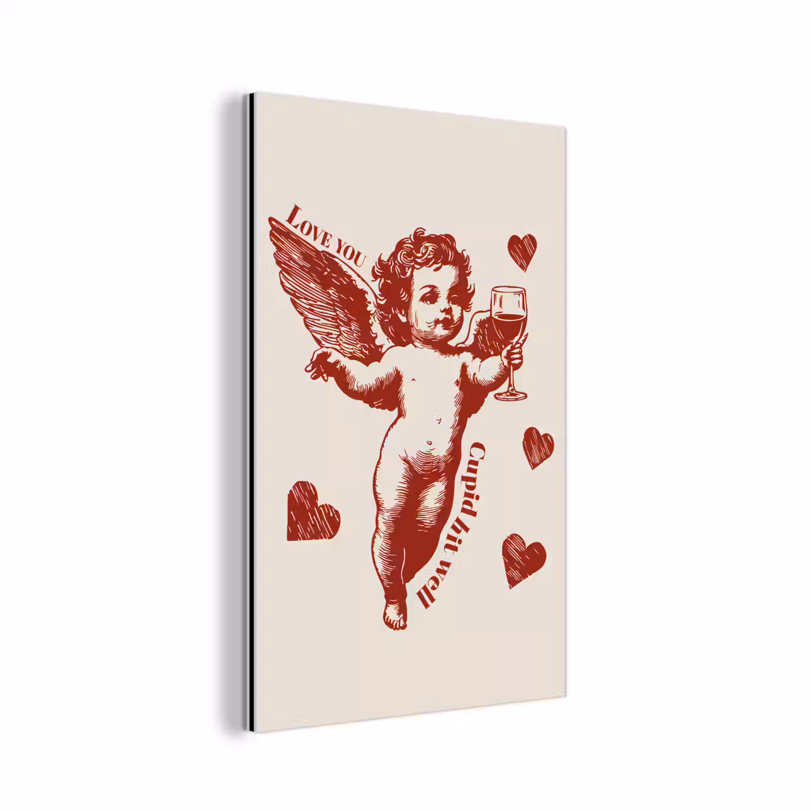 Aluminium schilderij - Cupido - Hartjes - Rood - Klassiek — 1