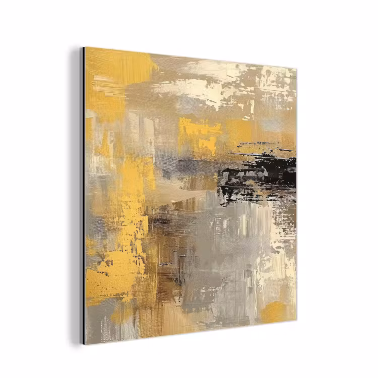 Aluminium schilderij - Abstract - Geel - Modern - Beige — 1