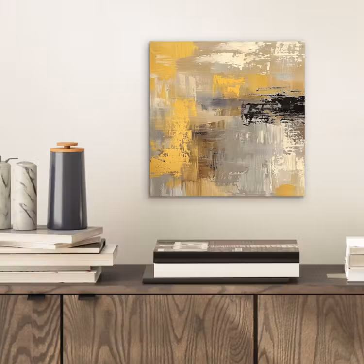Aluminium schilderij - Abstract - Geel - Modern - Beige — 2