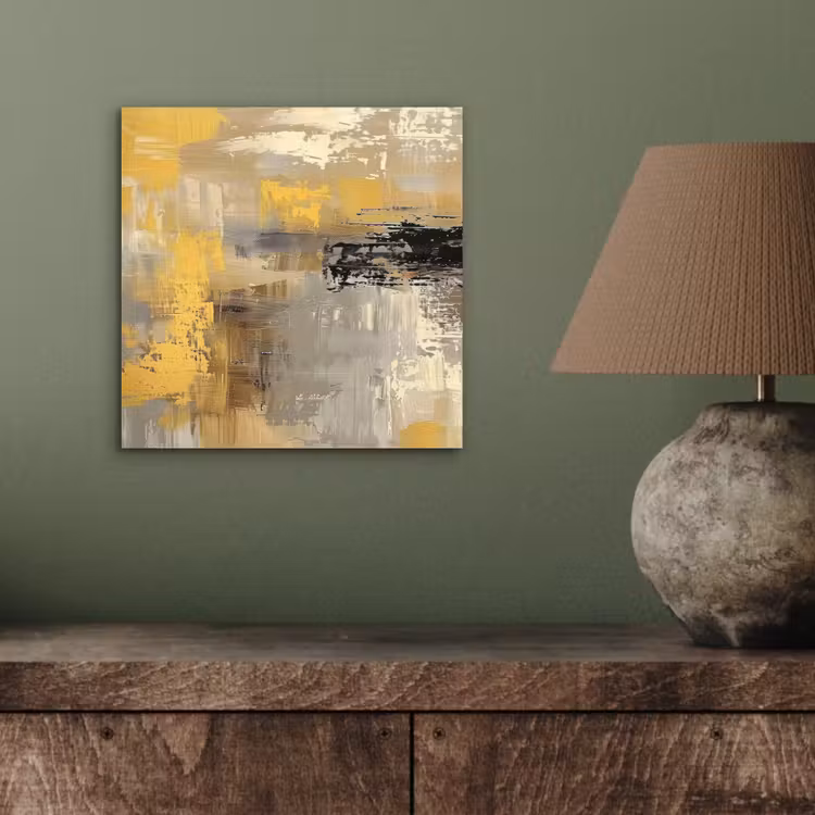 Aluminium schilderij - Abstract - Geel - Modern - Beige — 3