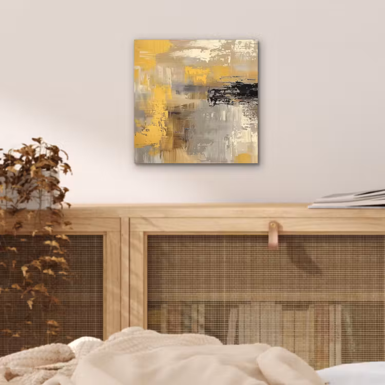 Aluminium schilderij - Abstract - Geel - Modern - Beige — 4