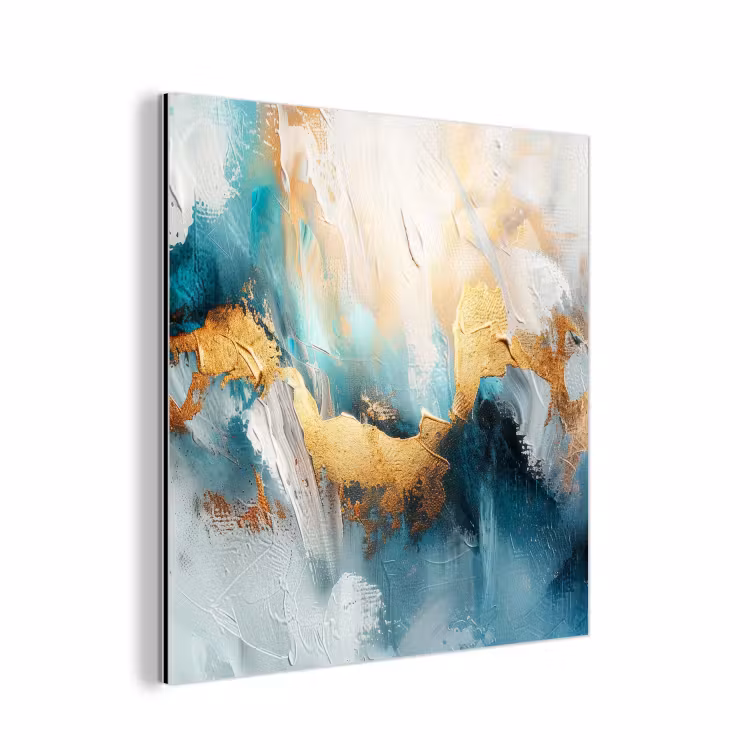 Aluminium schilderij - Abstract - Kunst - Gold - Blauw — 1