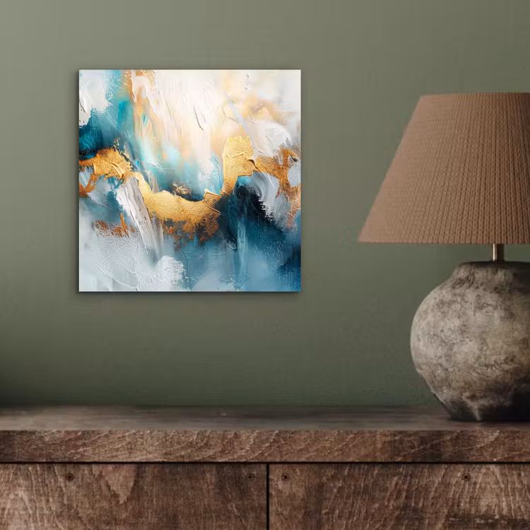 Aluminium schilderij - Abstract - Kunst - Gold - Blauw — 3
