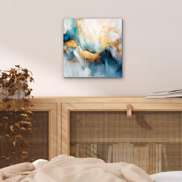 Aluminium schilderij - Abstract - Kunst - Gold - Blauw — 4