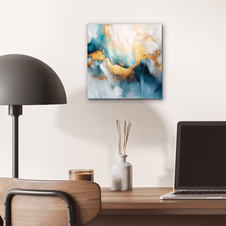 Aluminium schilderij - Abstract - Kunst - Gold - Blauw — 6