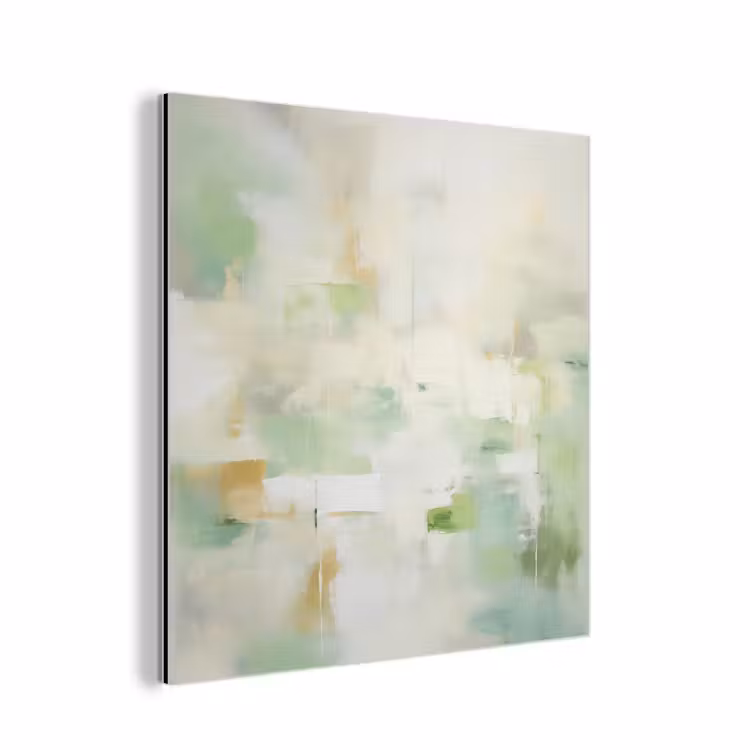 Aluminium schilderij - Abstract - Kunst - Wit - Groen - Modern — 1