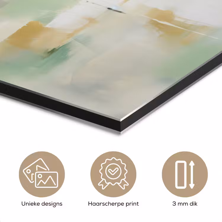 Aluminium schilderij - Abstract - Kunst - Wit - Groen - Modern — 7