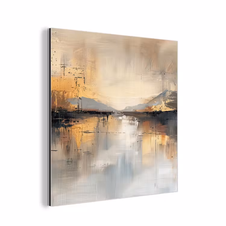 Aluminium schilderij - Abstract - Modern - Beige - Aesthetic - Goud — 1