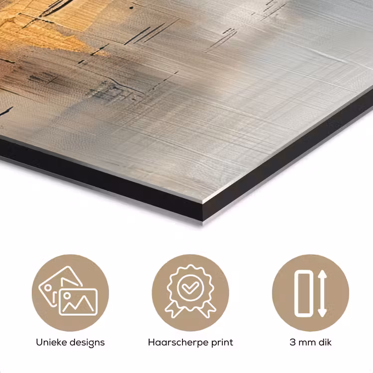 Aluminium schilderij - Abstract - Modern - Beige - Aesthetic - Goud — 7