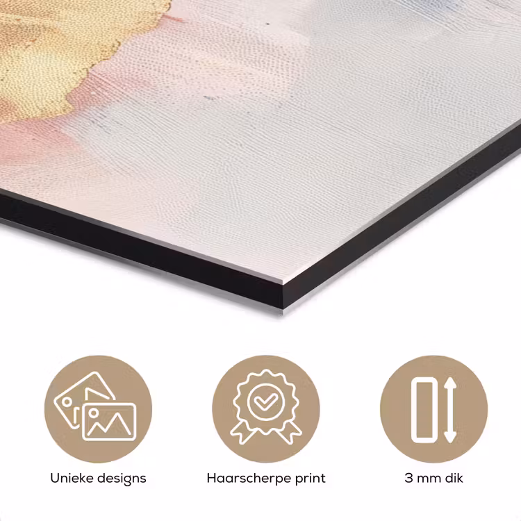 Aluminium schilderij - Abstract - Pastel kleuren - Goud - Modern - Aesthetic — 7