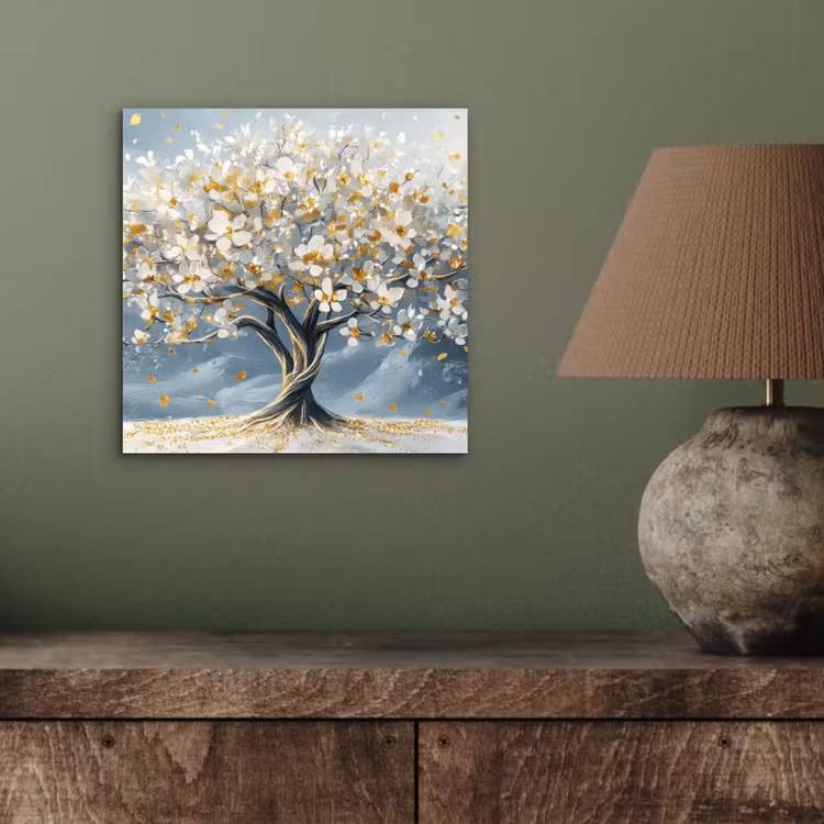 Aluminium schilderij - Boom - Winter - Levensboom - Modern - Goud — 3