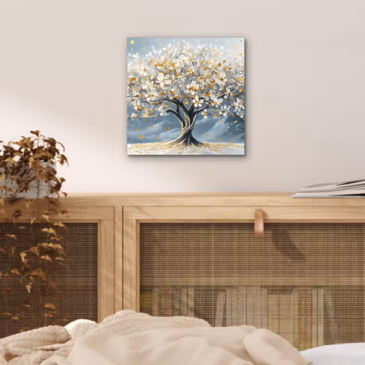 Aluminium schilderij - Boom - Winter - Levensboom - Modern - Goud — 4