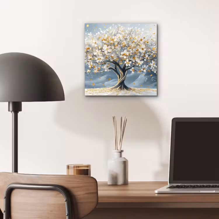 Aluminium schilderij - Boom - Winter - Levensboom - Modern - Goud — 6