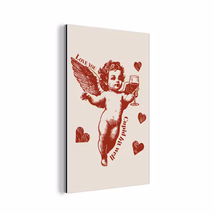 Aluminium schilderij - Cupido - Hartjes - Rood - Klassiek — 1