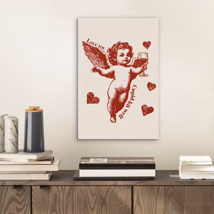 Aluminium schilderij - Cupido - Hartjes - Rood - Klassiek — 2