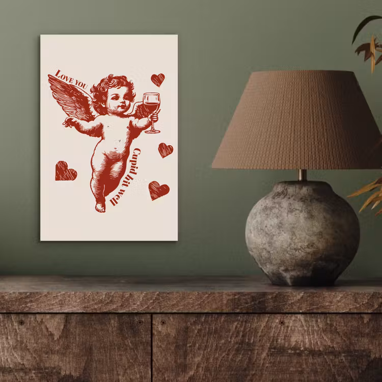 Aluminium schilderij - Cupido - Hartjes - Rood - Klassiek — 3