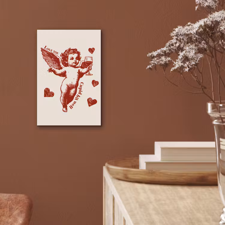 Aluminium schilderij - Cupido - Hartjes - Rood - Klassiek — 5
