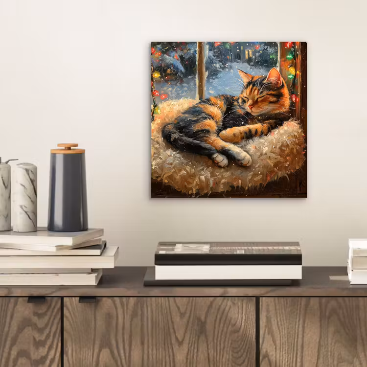 Aluminium schilderij - Kat - Kerst - Winter - Dier — 2