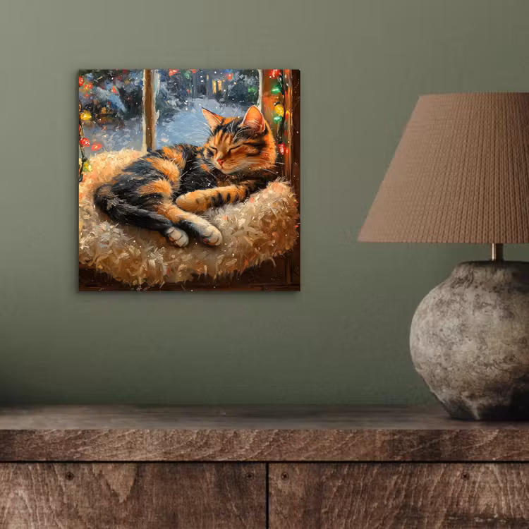 Aluminium schilderij - Kat - Kerst - Winter - Dier — 3
