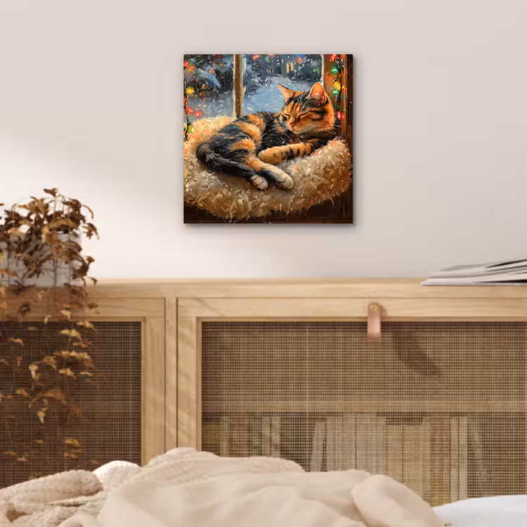 Aluminium schilderij - Kat - Kerst - Winter - Dier — 4