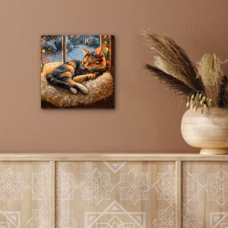 Aluminium schilderij - Kat - Kerst - Winter - Dier — 5