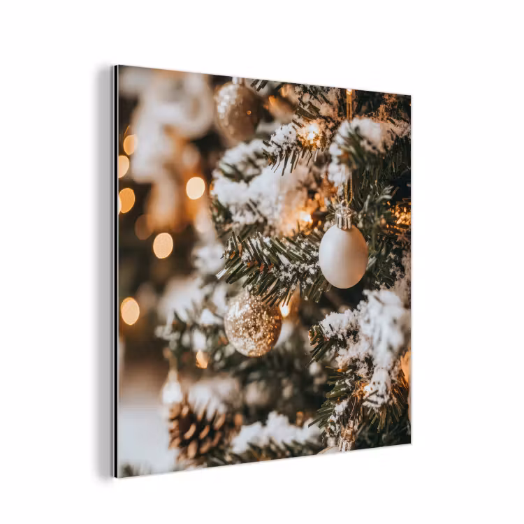 Aluminium schilderij - Kerst - Kerstboom - Winter - Binnen - Sneeuw — 1