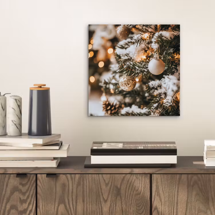 Aluminium schilderij - Kerst - Kerstboom - Winter - Binnen - Sneeuw — 2