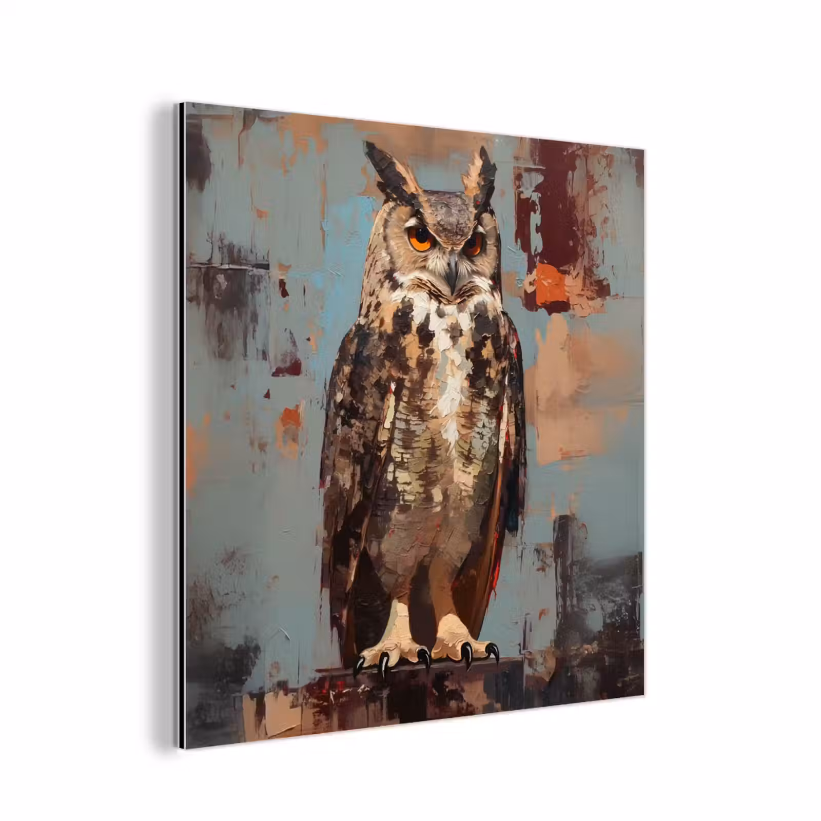 Aluminium schilderij - Geschilderd - Abstract - Uil - Bruin — 1