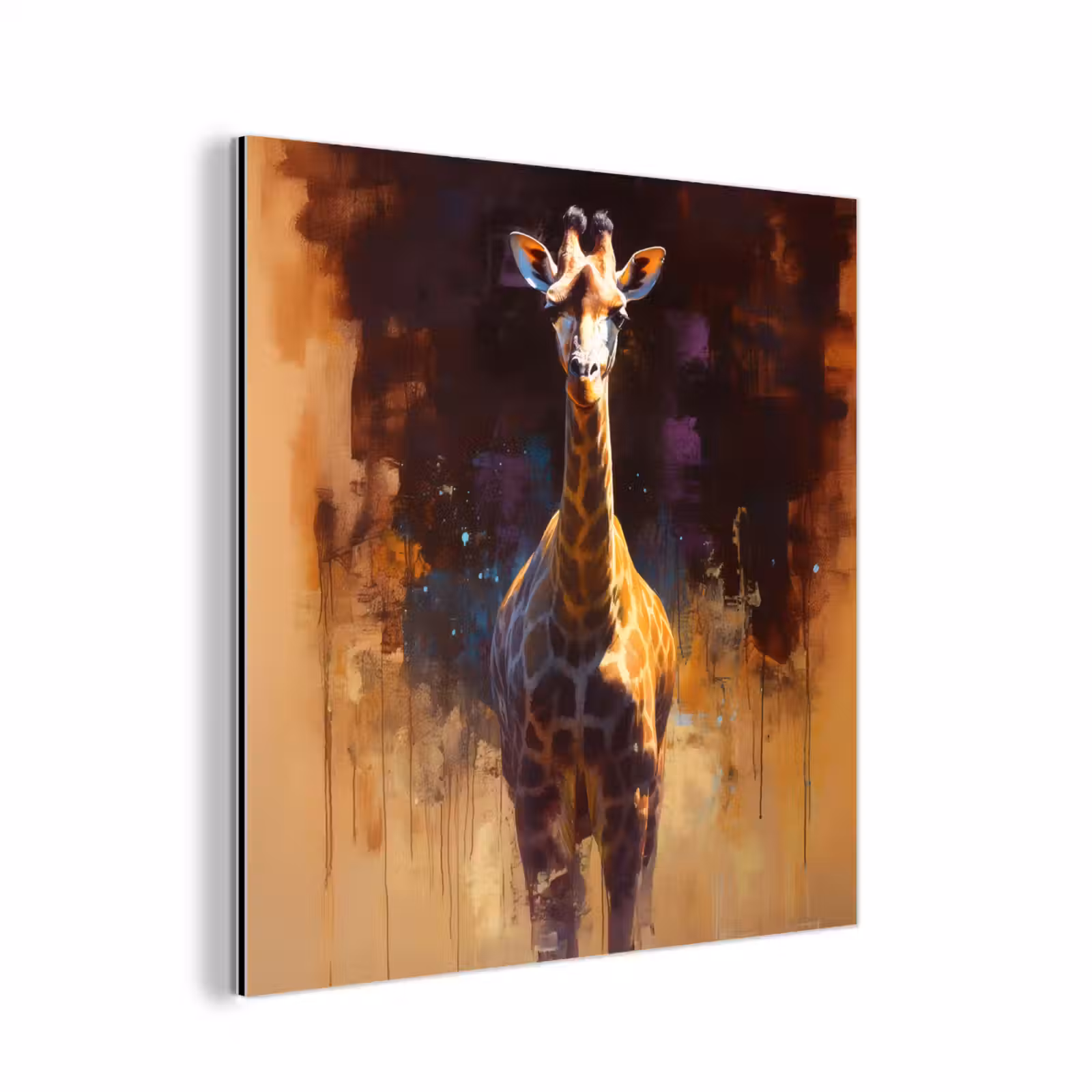 Aluminium schilderij - Giraf - Bruin - Abstract - Geschilderd — 1