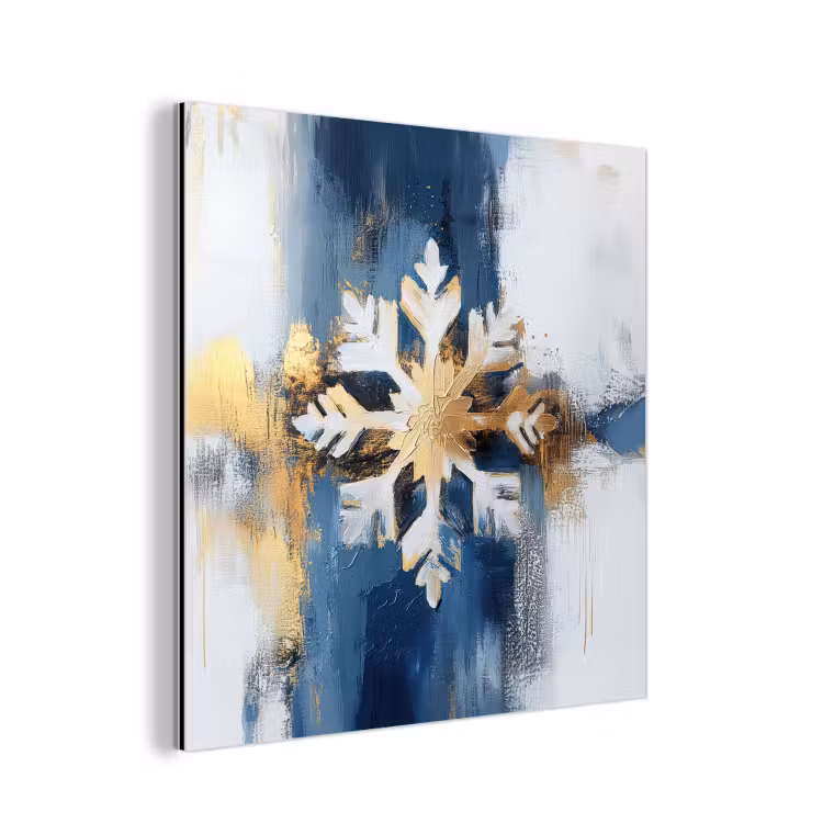 Aluminium schilderij - Abstract - Winter - Sneeuwvlok - Sneeuw - Goud — 1