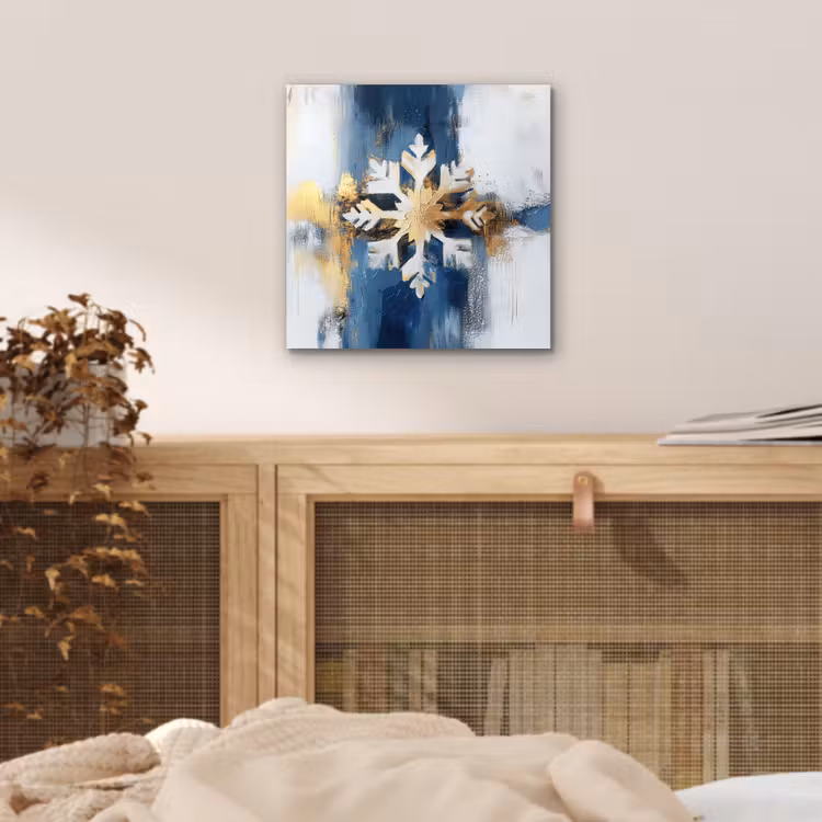 Aluminium schilderij - Abstract - Winter - Sneeuwvlok - Sneeuw - Goud — 4