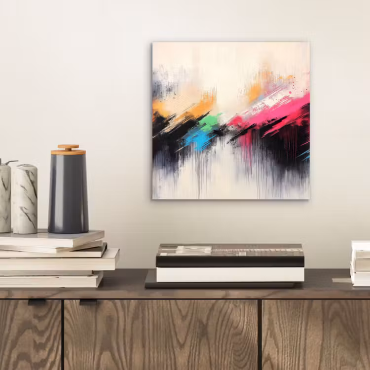 Aluminium schilderij - Dynamisch - Abstract - Kleurrijk - Zwart — 2