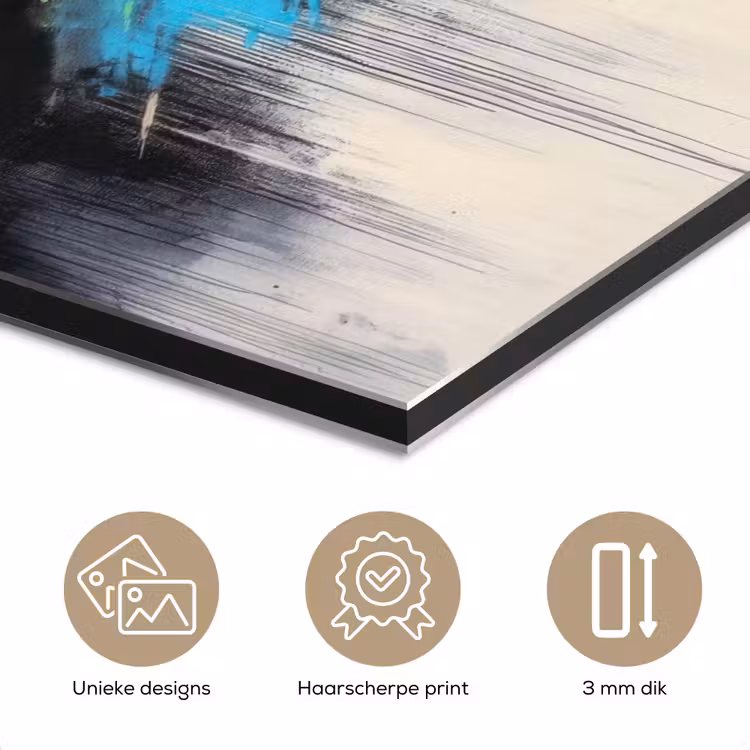 Aluminium schilderij - Dynamisch - Abstract - Kleurrijk - Zwart — 7